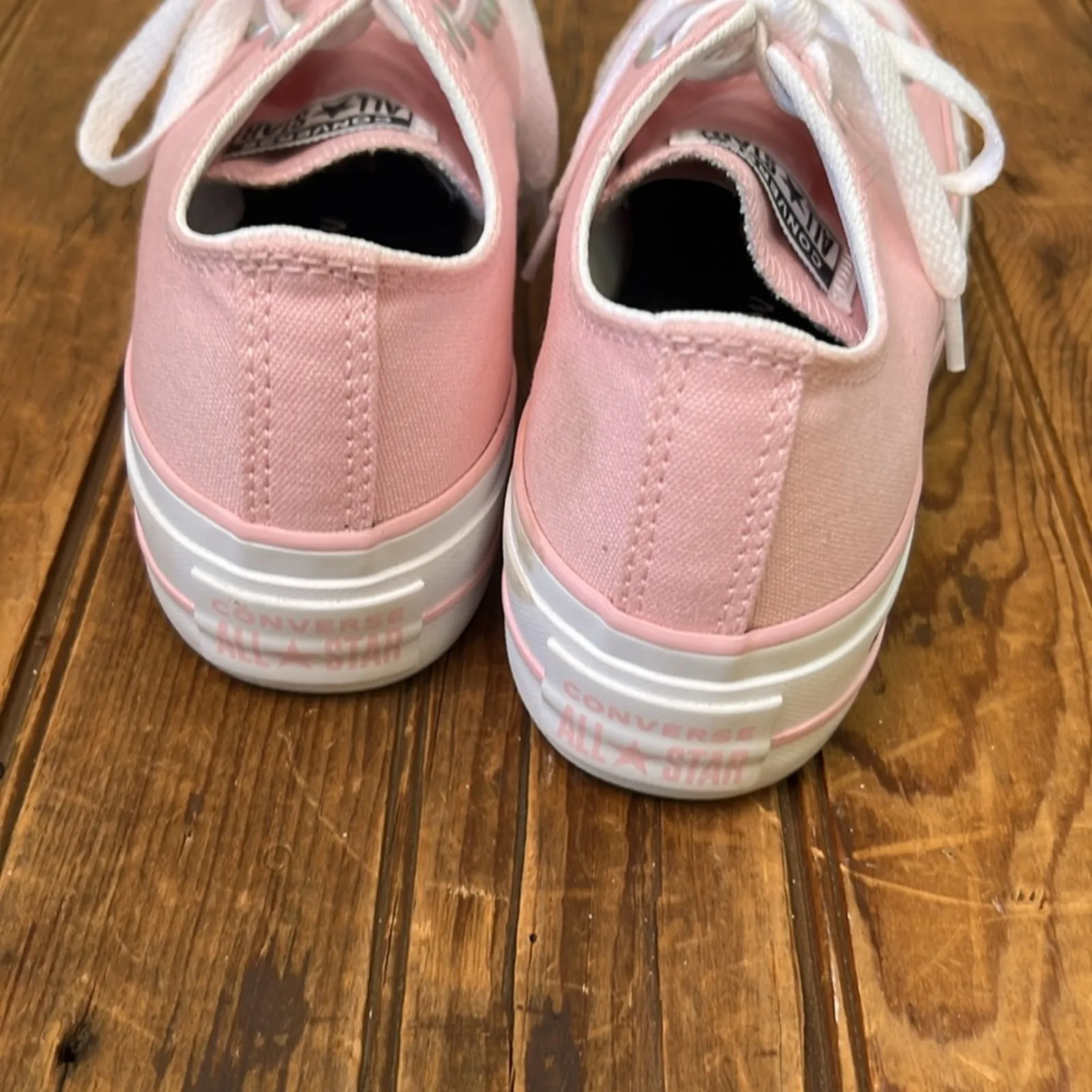 Women’s  or Kids Converse Pink Canvas lug sole custom Sneakers - Image 3