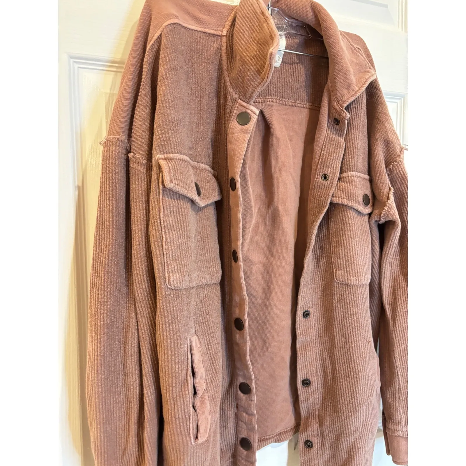 Thread and Supply Womens Corduroy Button Down Shirt Jacket Medium Rose Pink - Image 5