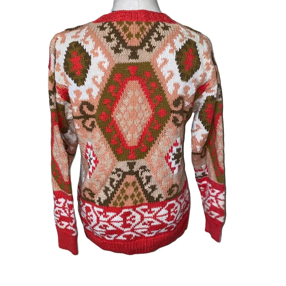 French Navy Vintage Grandpa Sweater Knit Fair Isle Pullover Crewneck size small - Image 37