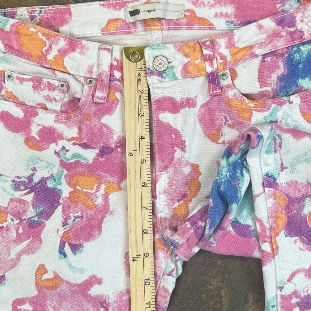Levi's Watercolor Floral Ankle Length Denim Skinny Legging 31 - Image 3