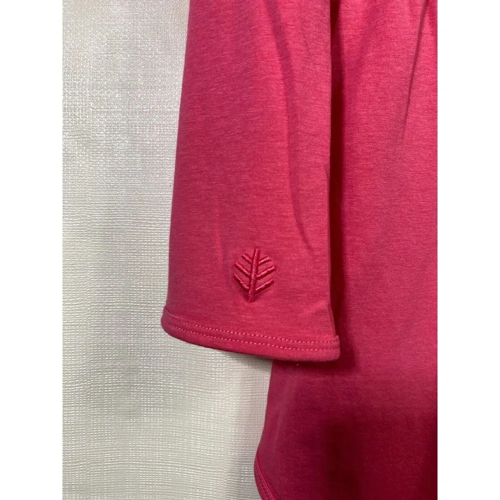 Coolibar Shirt Dress Women Sz L 50 UPF Long Sleeve Pink Beach‎ Cover Up Size L - Image 4