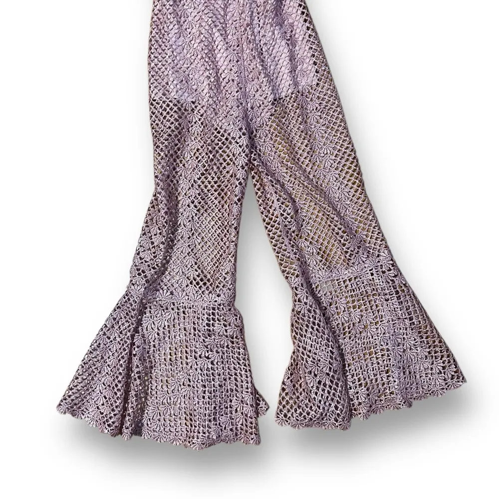 Alice McCall Rouge pink Boogie Nights Cropped Metallic Crocheted Jumpsuit Size 0 - Image 5