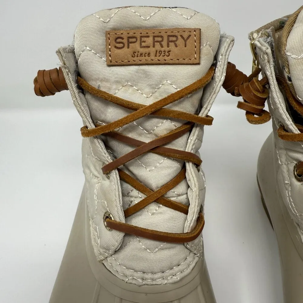 Sperry Saltwater Duck Boot Women's 7.5 Tan Quilted Outdoor Waterproof Minimalist - Image 6