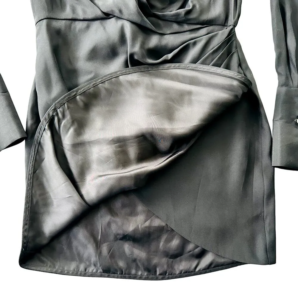 Revolve X GAUGE81 Naha Dress Silk Black Long Sleeve NEW Size Small SOLD OUT - Image 6