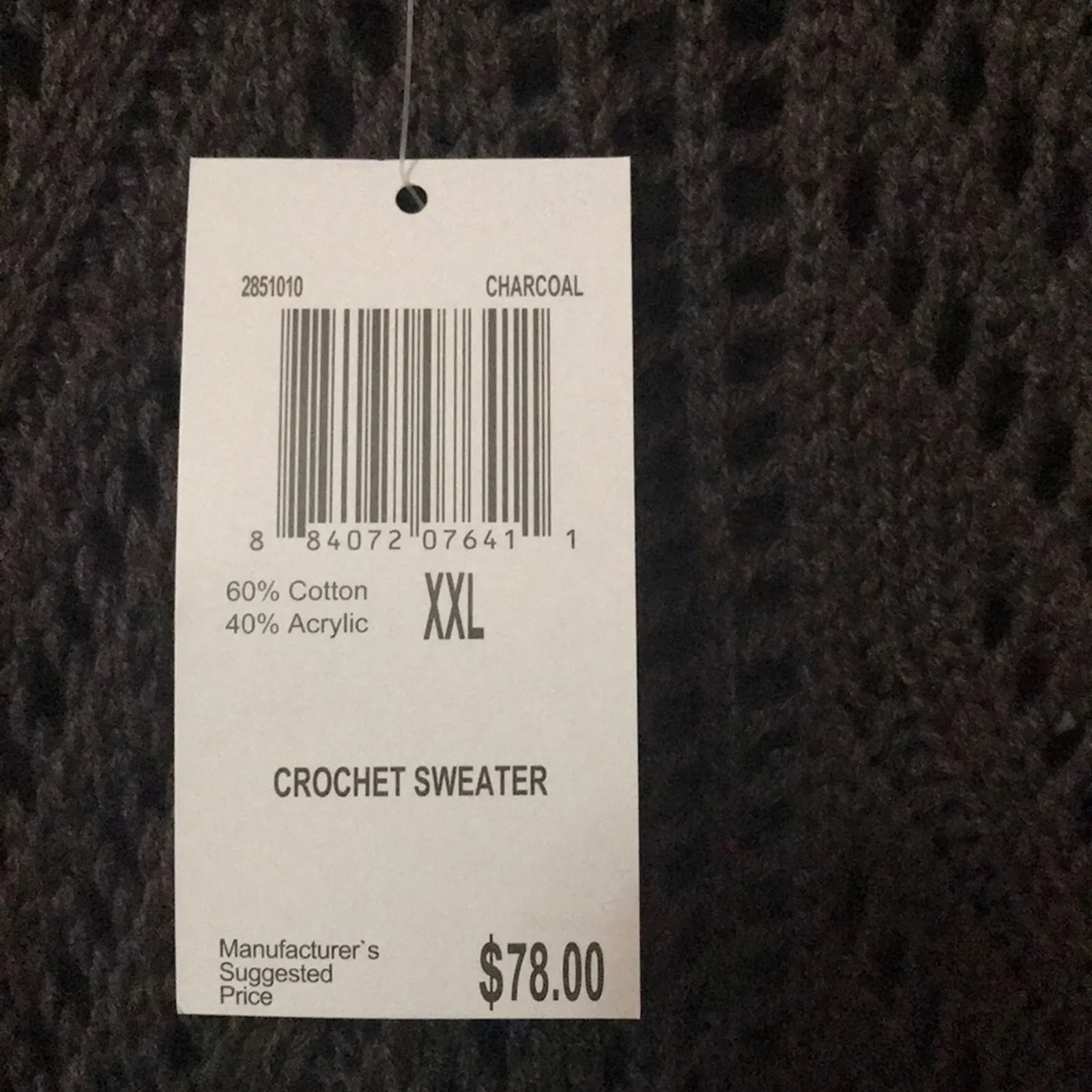 Chelsea & Theodore women's plus size XXL charcoal crochet sweater 3/4 sleeves Gray - Image 7
