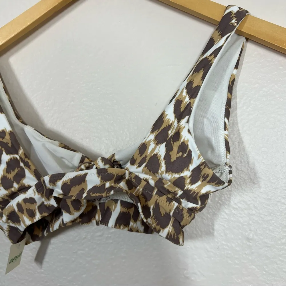Aerie Leopard Print Tie Front Keyhole Bikini Top - Image 3