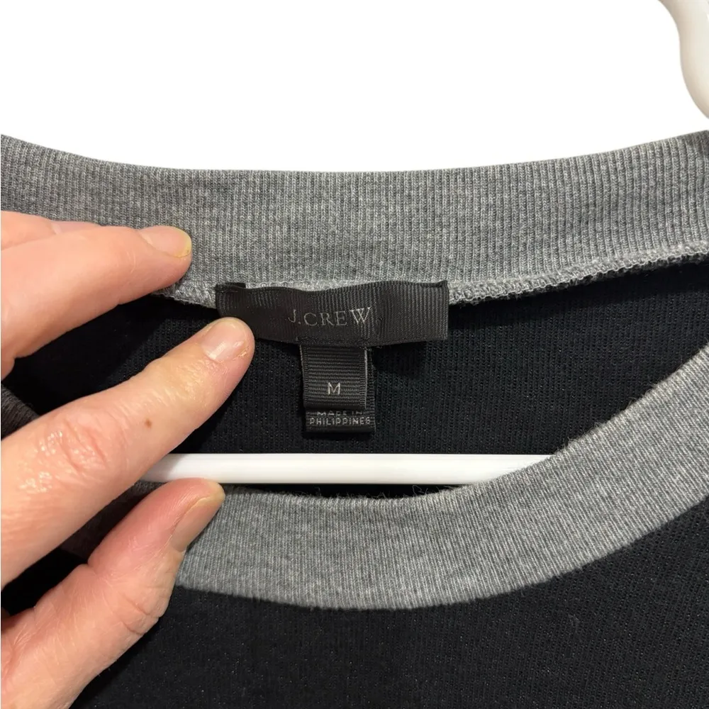 J. Crew Varsity Colorblock Sweatshirt Black Medium Crewneck Pullover - Image 4