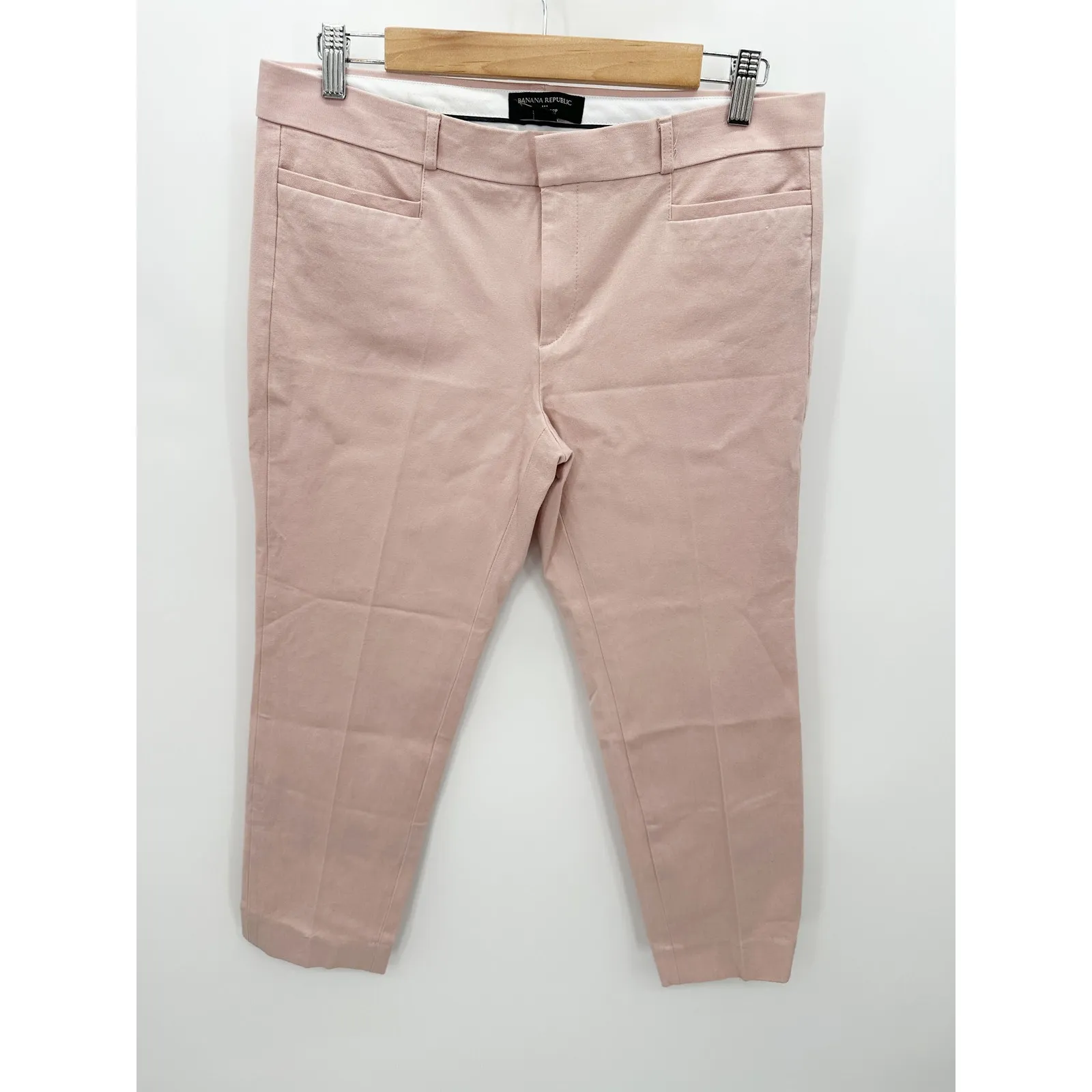 Banana Republic Factory Pants Women 10 Pink Sloan Crop Cotton Blend Hidden Fly - Image 8