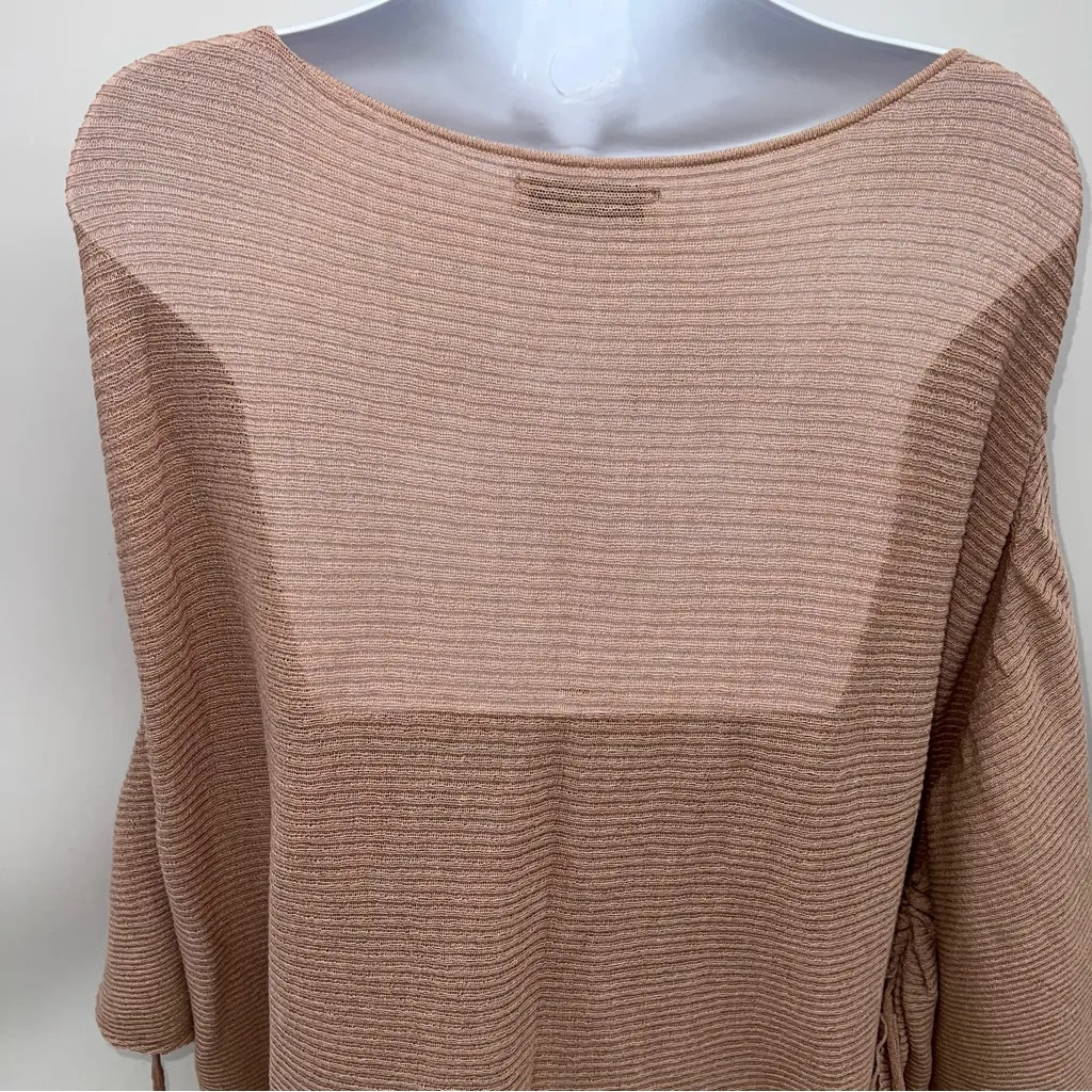 Zara Dusty Pink Boat Neck Knit Batwing Sweater w/Ruched Drawstring Sleeves- Sz M - Image 9