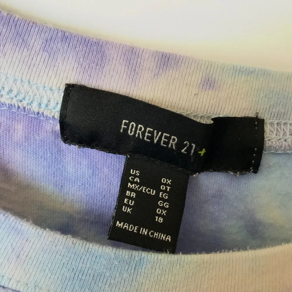 Forever 21 Pieces T Shirt Embroidered Tie Dye Tee Top Short Sleeve Cotton Solid - Image 4