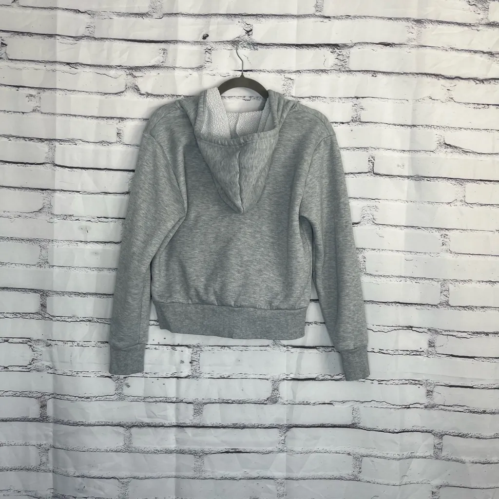 Aeropostale Sport Hoodie Women’s M Gray Sherpa Lined Zip Up Sweatshirt Pink Logo - Image 11