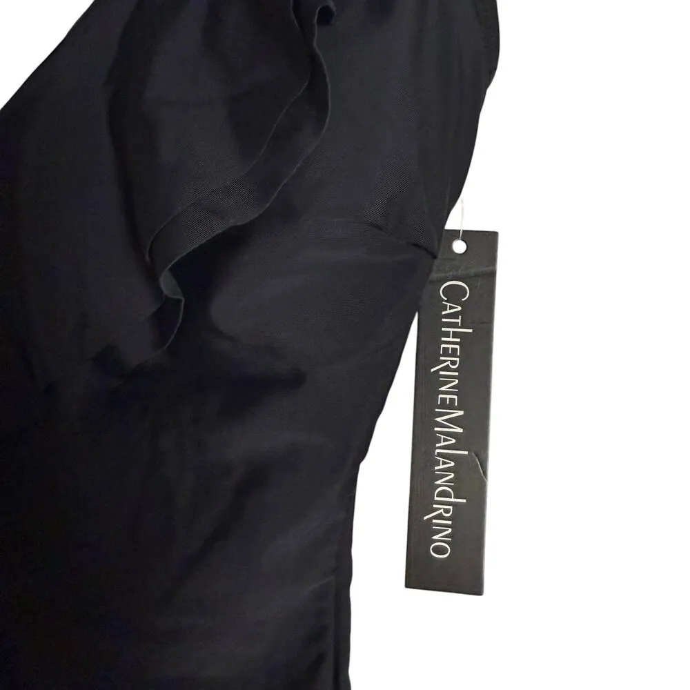 Catherine Malandrino Black One Piece V-Neck Ruffle Front Swimsuit Size Small - Image 8