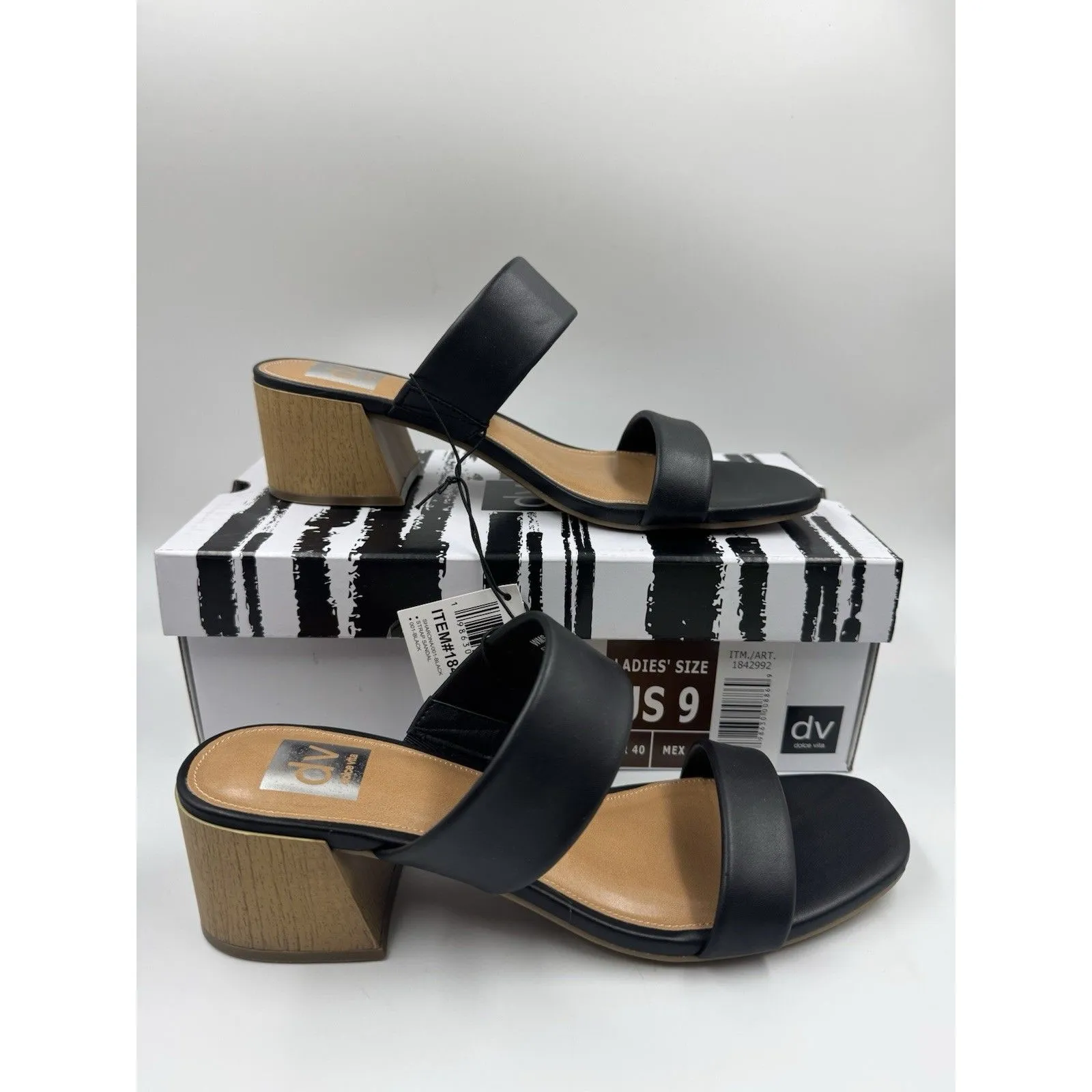 dv By Dolce Vita Women's Sharona Dual Strap Heeled Sandal Black 9 New - Image 8