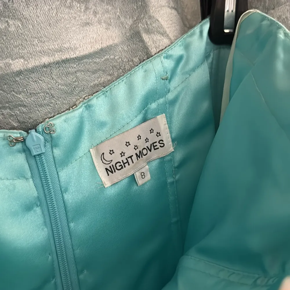 Night Moves Beaded Crystal Pleated Chiffon Evening Dress - Prom - Image 4