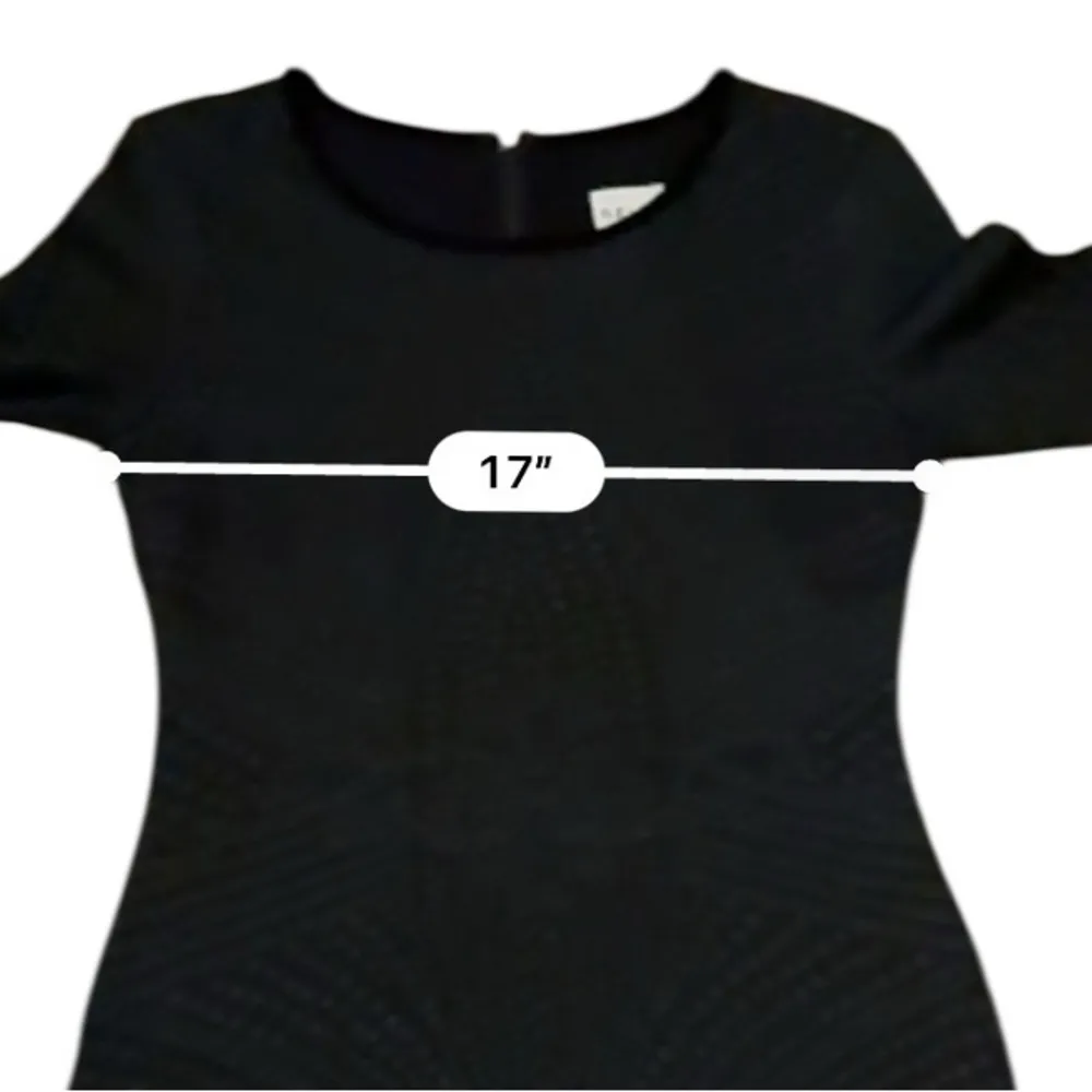 Reiss Ewelina Textured Black Long Sleeve Bodycon Knee Length Dress Sz 8 Back Zip - Image 10