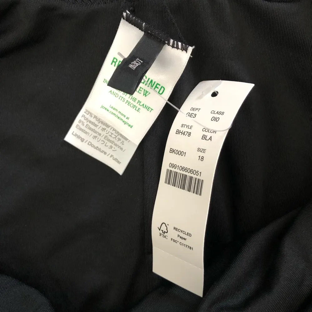 J.Crewblack swimsuit style BH478 scrunchie classic scoop neck sz 18 nwt - Image 8