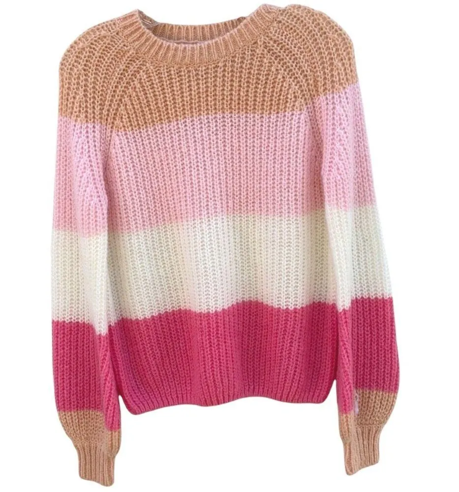 Willow Colorblock Balloon Sleeve Wool Blend Oversized Sweater - Image 2