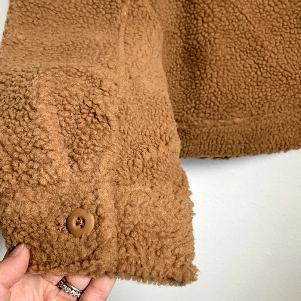 NEW American Eagle Oversized Collared Teddy Jacket in Brown - Image 4