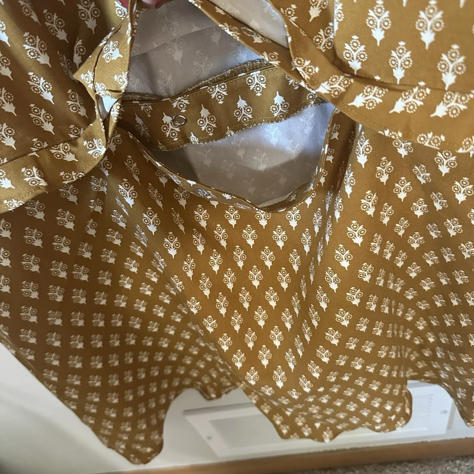 VETTA Capsule The House Convertible Midi‎ Dress Sz Small Minimalist Gold Floral Yellow - Image 5