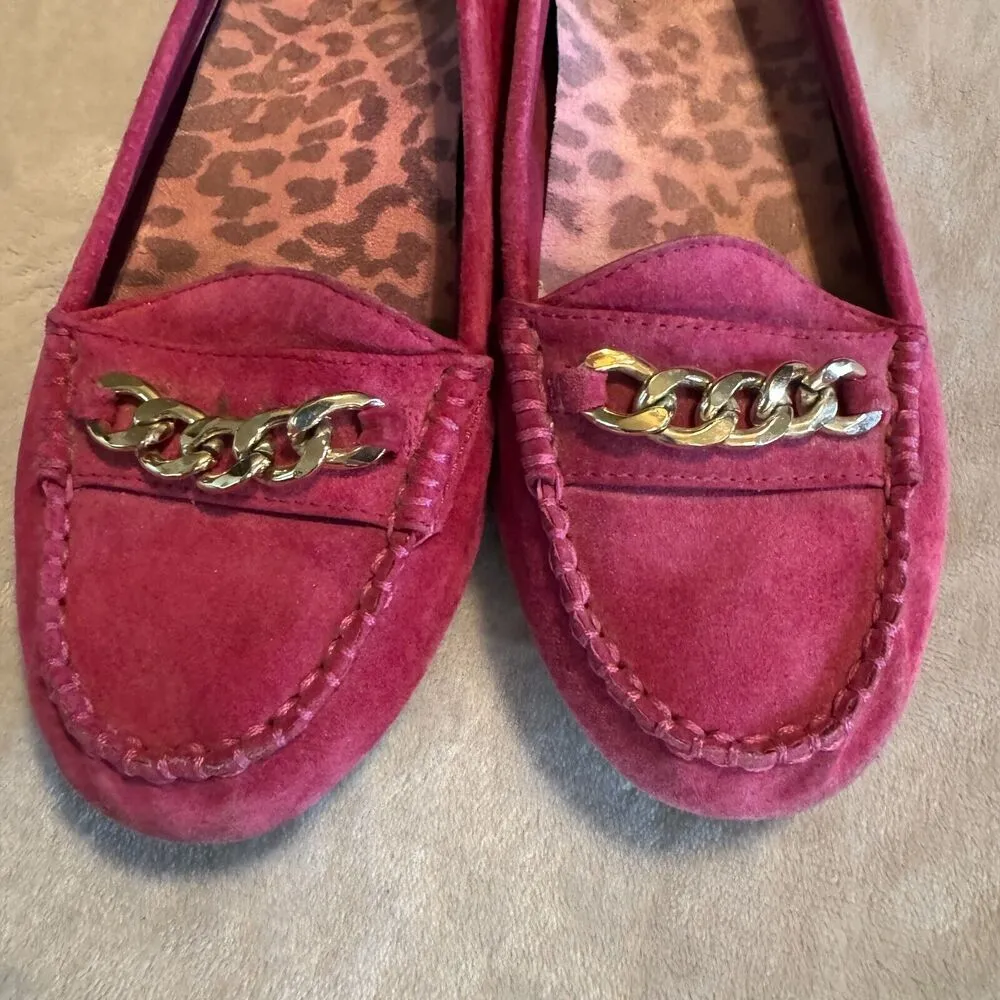 VIONIC Shoes Bright Pink Suede Leather Chain Loafer Flats Size 7 Comfort slip on - Image 3
