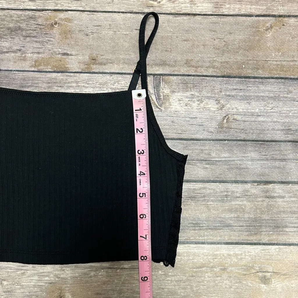 Aerie Black Beach Daze Ribbed Lace Cropped Rose Gold Rings Bra Top Small NWT - Image 12