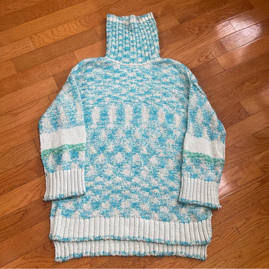 Free People Winter Storm Tunic Knit Dress Boucle Sweater Size Medium Ice Blue - Image 4