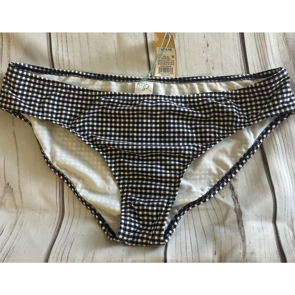 Women's Gingham Textured Medium Coverage Hipster Bottom - Kona Sol XL 16-18 NWT - Image 6