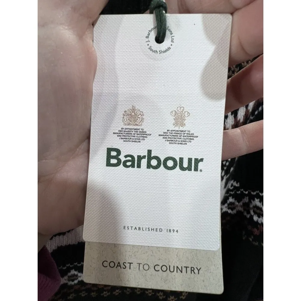 New Barbour‎ Kingsbury Knitted Sweater Dress Black Reindeer Size 10 Midi - Image 6