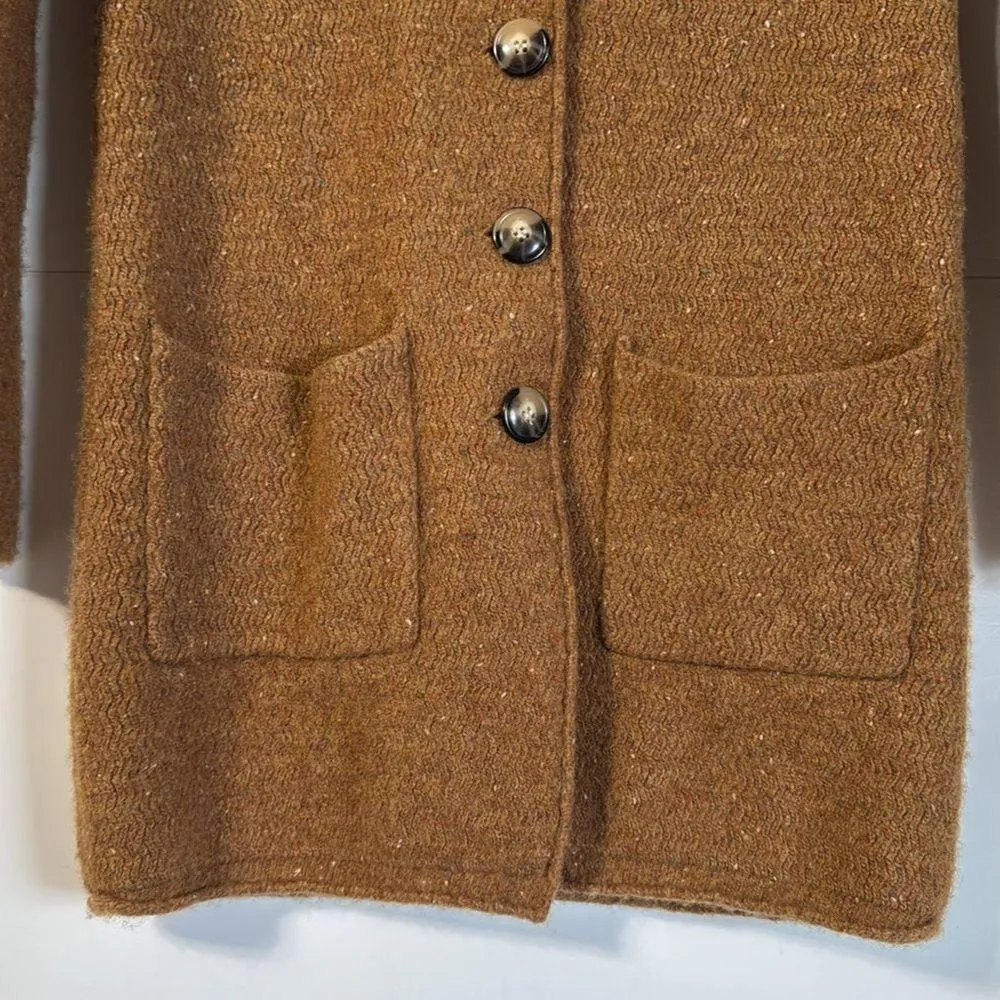 J. Crew Mercantile Donegal Wool Blend Brown Sweater Coat Size XXS - Image 6