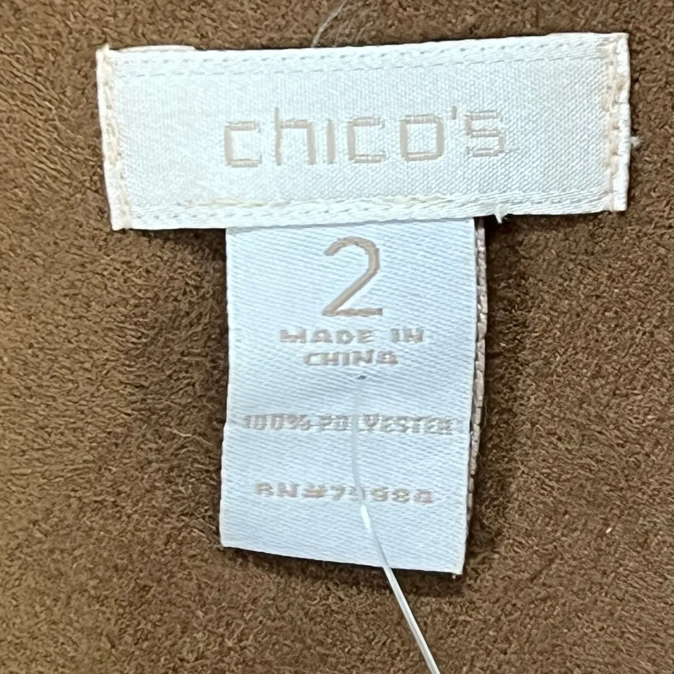 Chicos Jacket Womens L Brown Faux Suede Button Pockets Utility Rugged Safari - Image 8