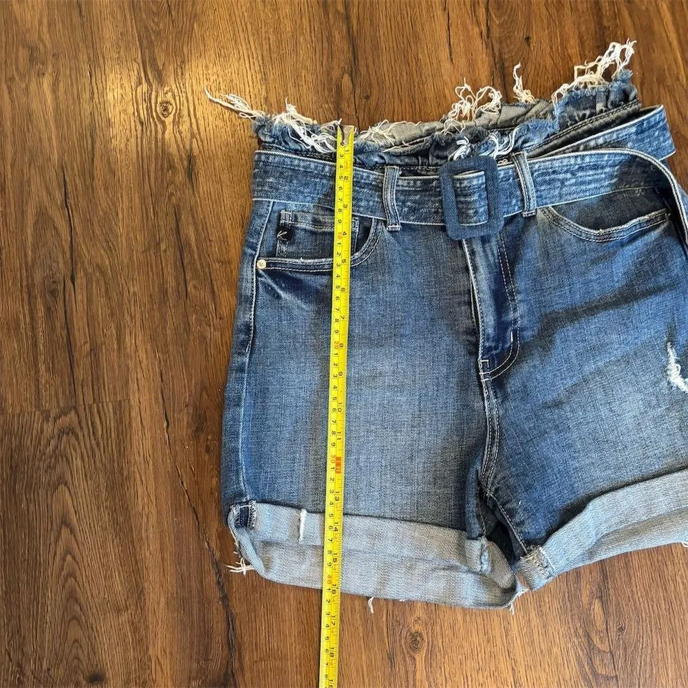 KanCan Women's High Rise Paperbag Denim Shorts Blue Size 7 Casual - Image 9