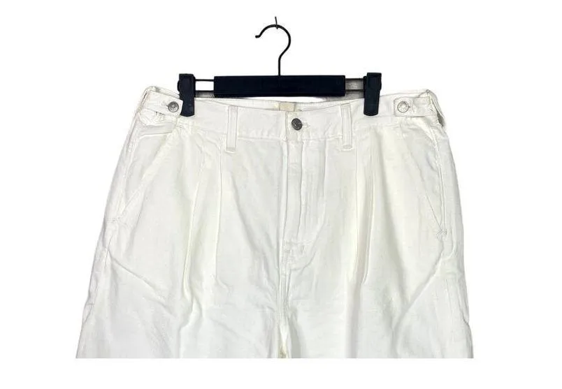 NWT Madewell High Rise Pleated Cotton Jean Shorts Slash Pockets 31 White #2874 - Image 2