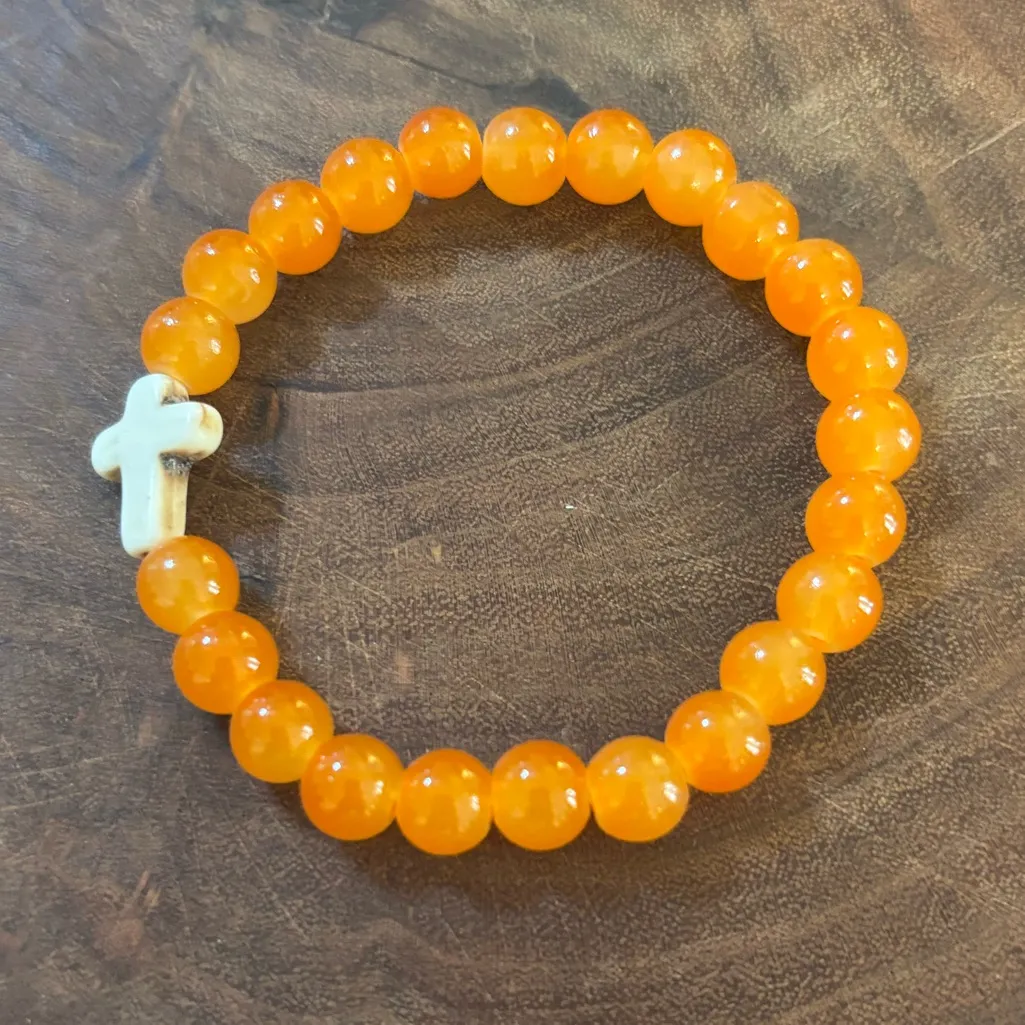 NWT Tangerine Howlite Cross Bracelet Orange - Image 2