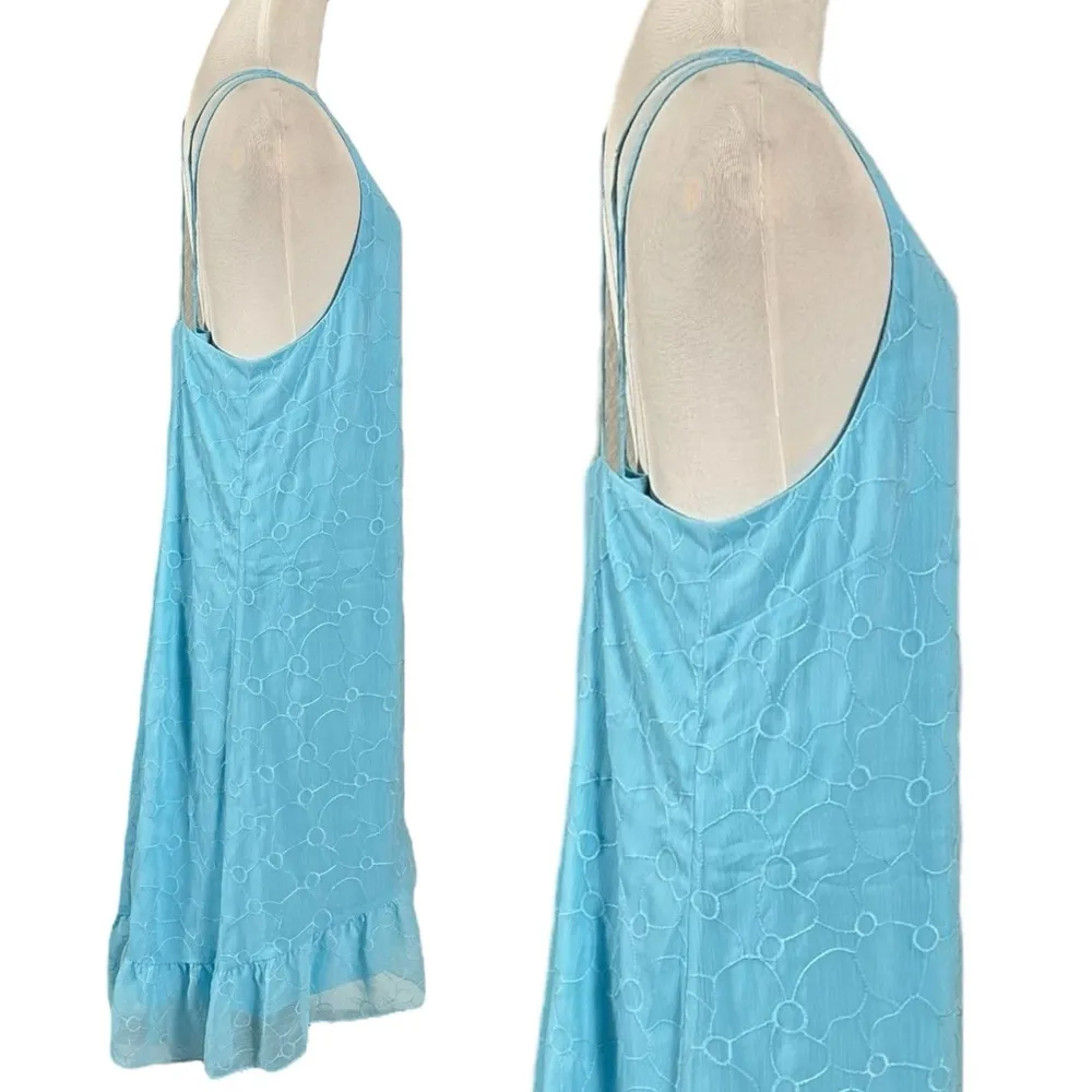 Lauren Ralph Lauren Embroidered Sleeveless Shift Dress Aquamarine Plus Size 18 - Image 5