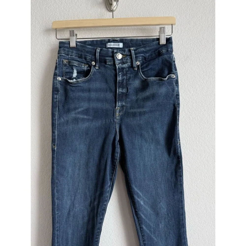 Good American Good Waist Jeans‎ Chew Hem High Rise Medium Wash Women’s Size 8/29 - Image 5