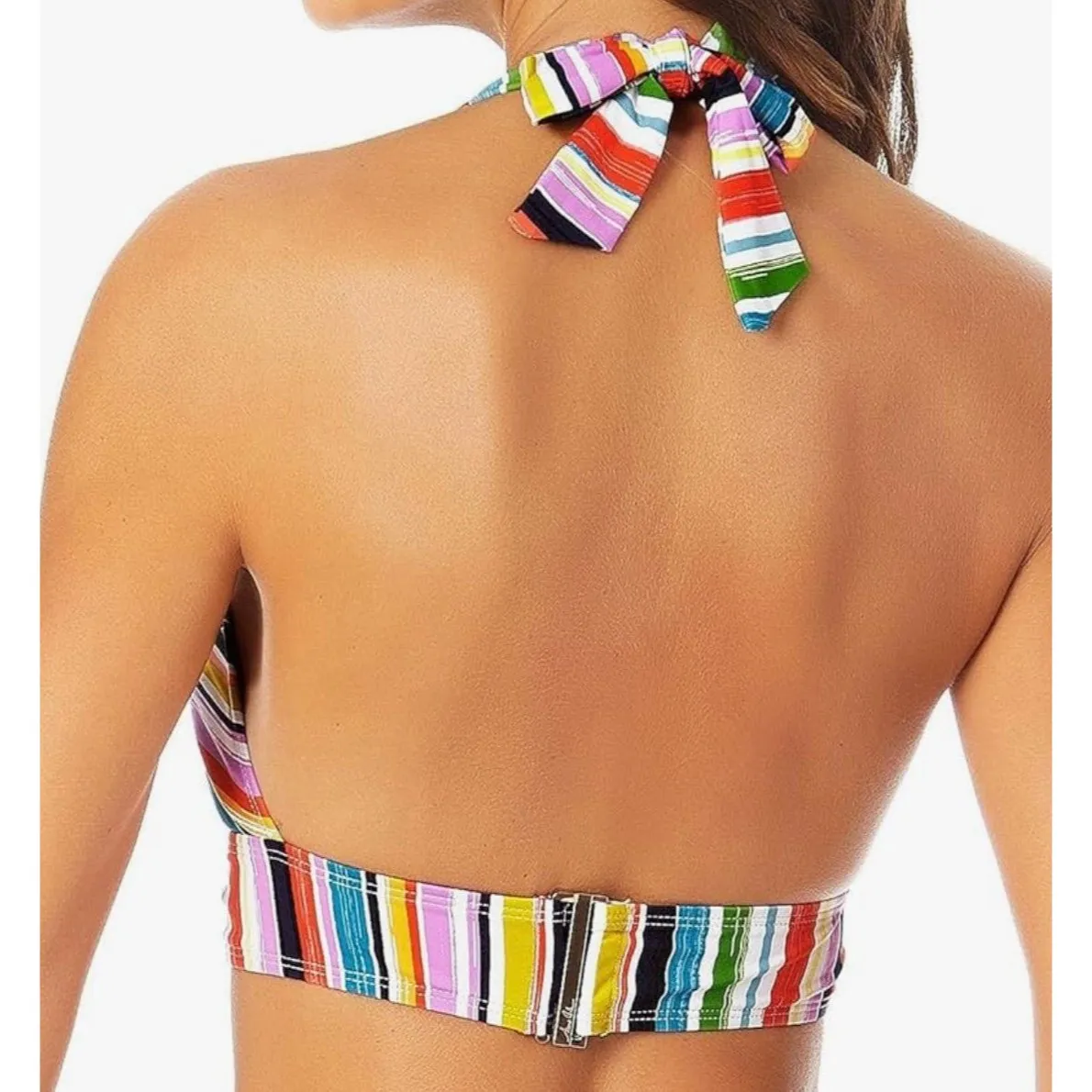Anne Cole Striped Halter Bikini Swim Top Size M New With Tag - Image 2
