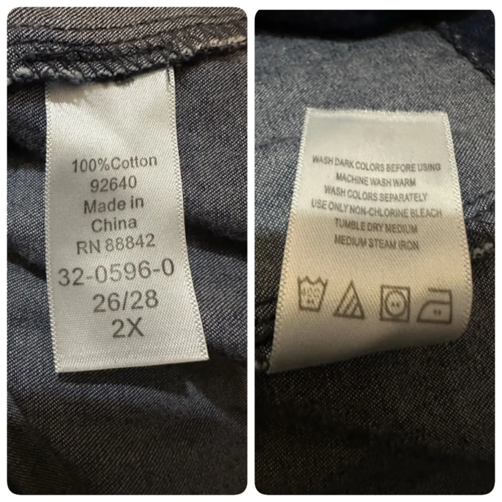 Woman Within Dark Blue Denim Zip and Snap Front Vest or Sleeveless Top 26/28 2X - Image 16