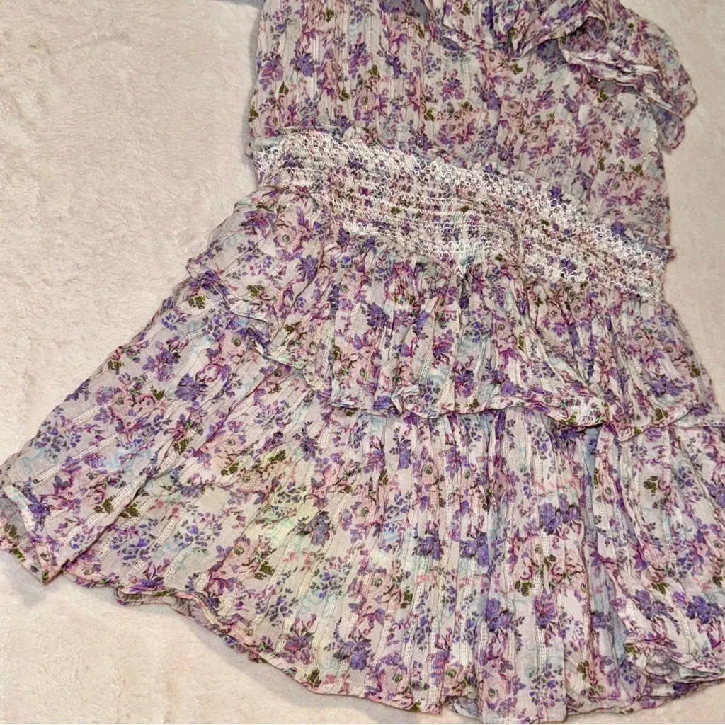 Loveshackfancy Shanely Printed Floral Mini Ruffle Dress size Medium - Image 7