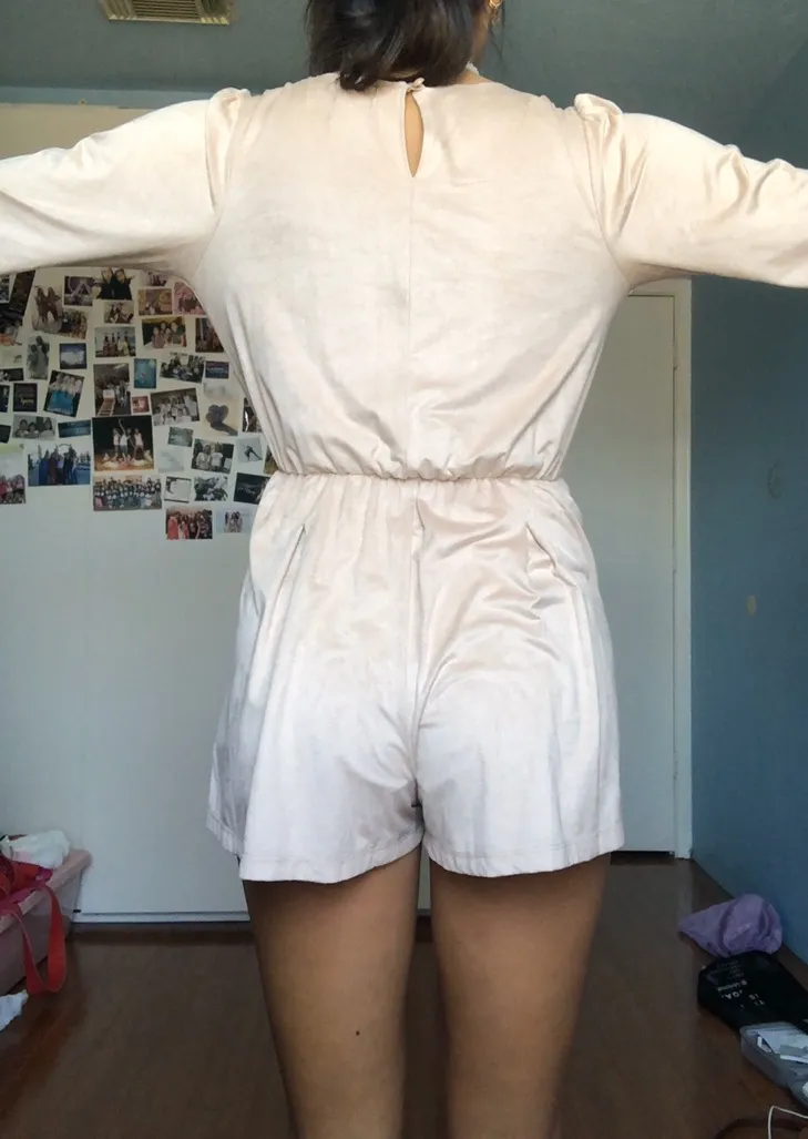 Revolve Tan Velvet Romper - Image 2