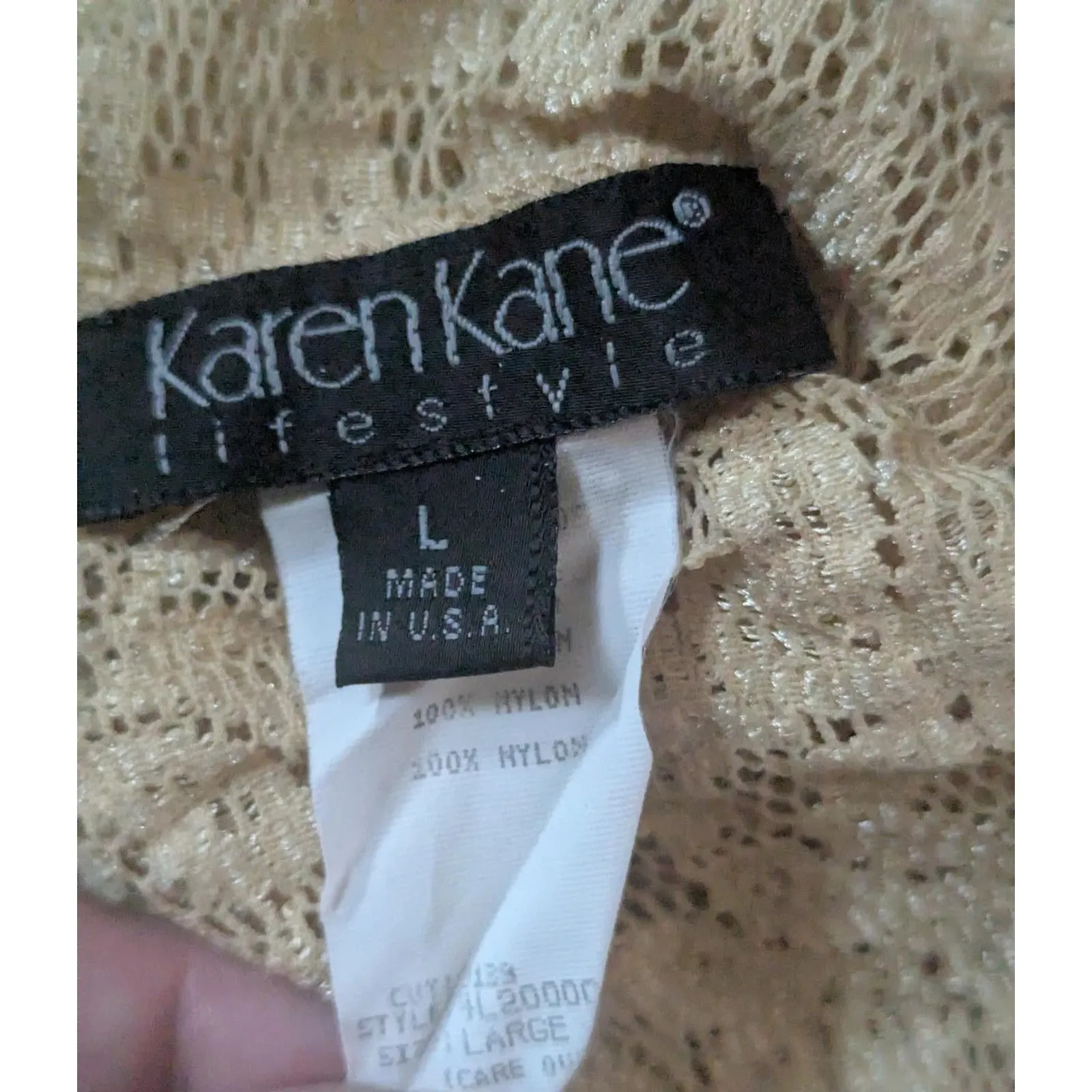 KAREN KANE LIFESTYLE Vintage Floral Lace Button Up Blouse Large - Image 3