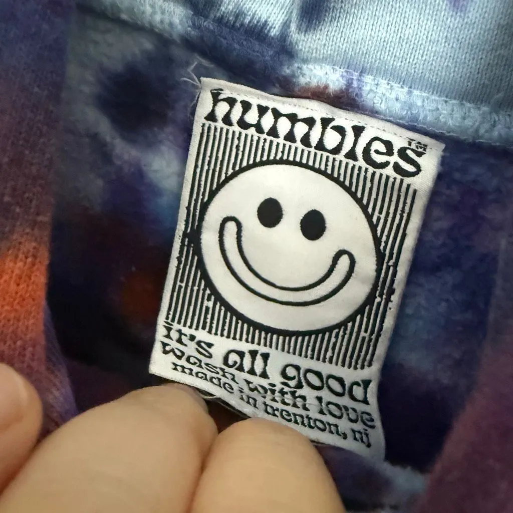 Humbles Men’s Small Purple Tie Dye Mushroom Sweatshirt Hoodie Streetwear - Image 2