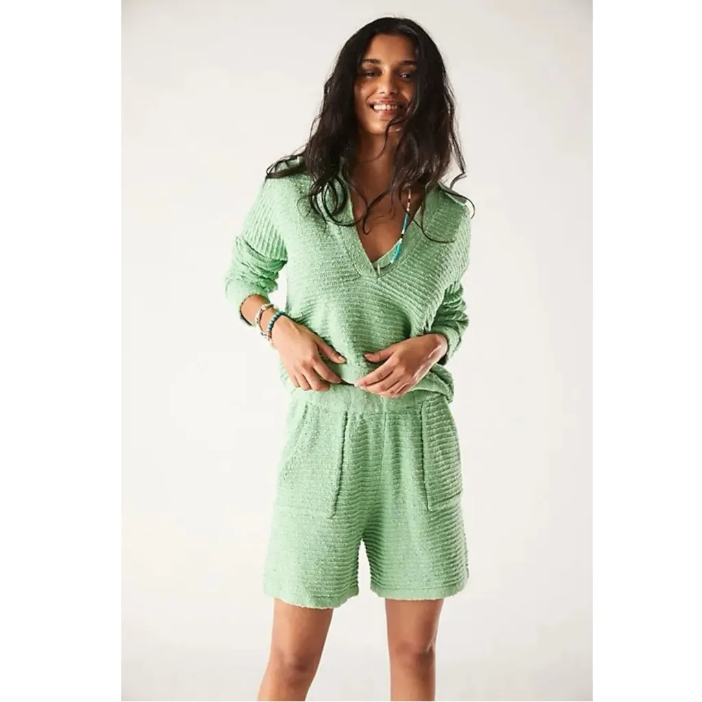 Free People Beach Carter Sweater Set Venice Jade Size Large Relaxed Fit V Neck - Image 9