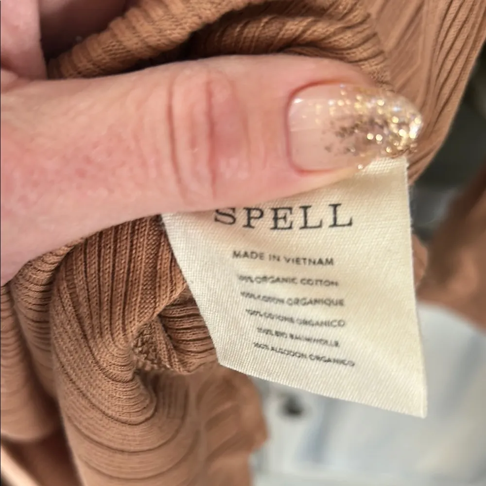 Spell Rib Henley Women's Tan Dress​ Brown Size L - Image 6