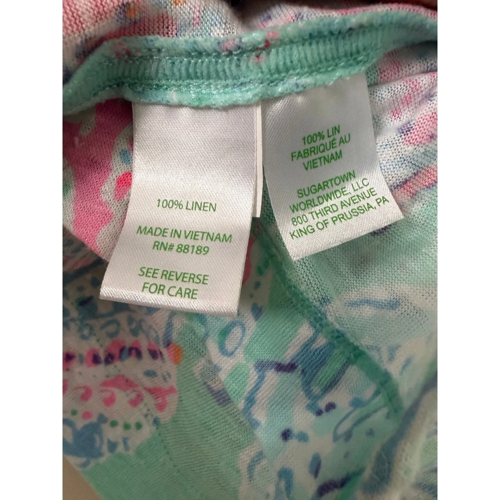 Lilly Pulitzer 100% Linen Mikela Top in Fansea MINTY FRESH M Tropical Nautical - Image 6