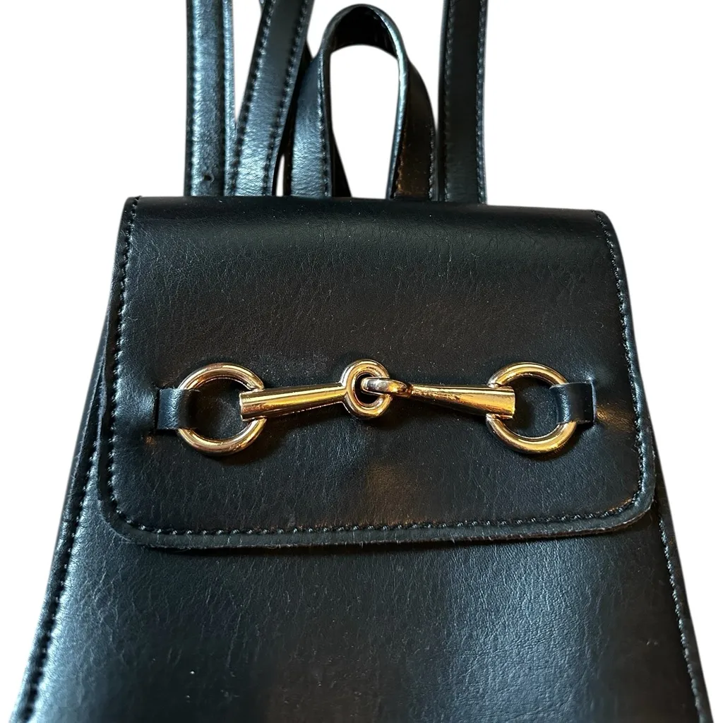 Brandy Melville Black Mini Horsebit Backpack Purse Bag Travel Casual One Size - Image 2