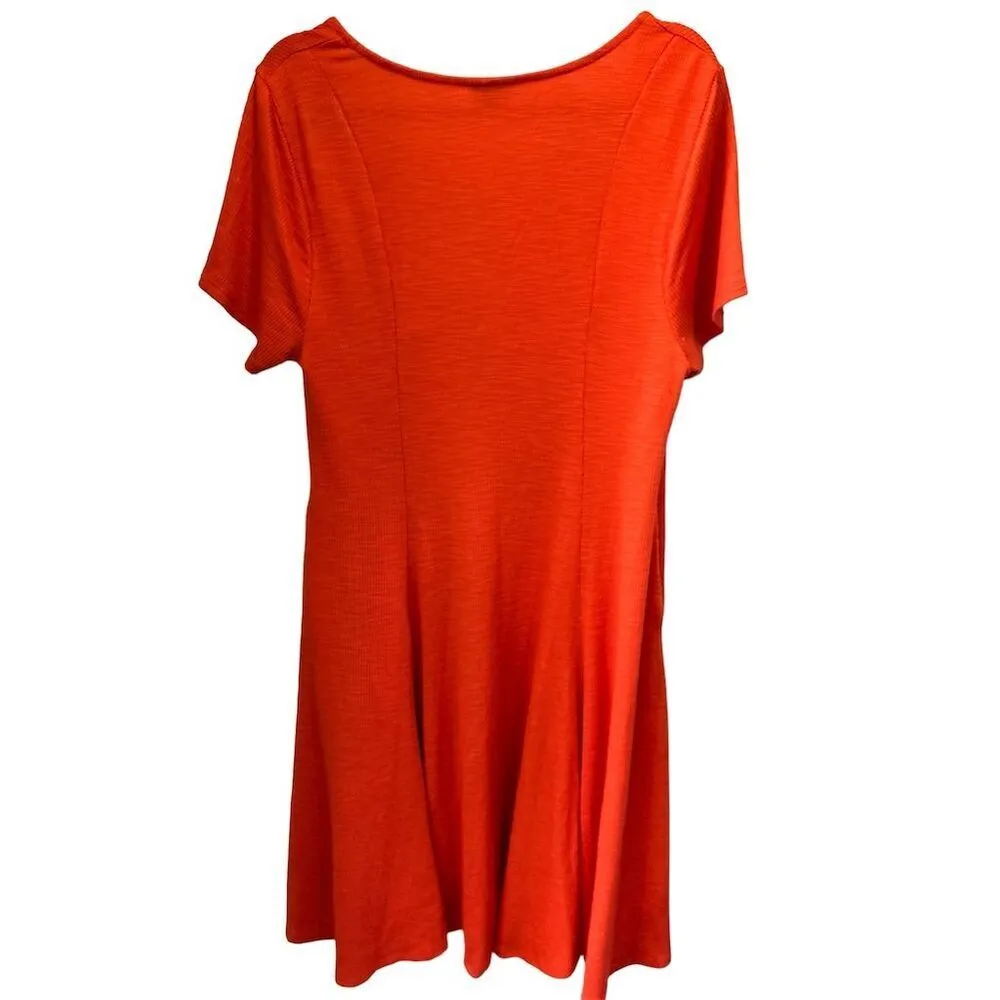 Torrid Women's size1 Orange Mini Slub Rib Fluted Dress‎ Short Sleeve - Image 3