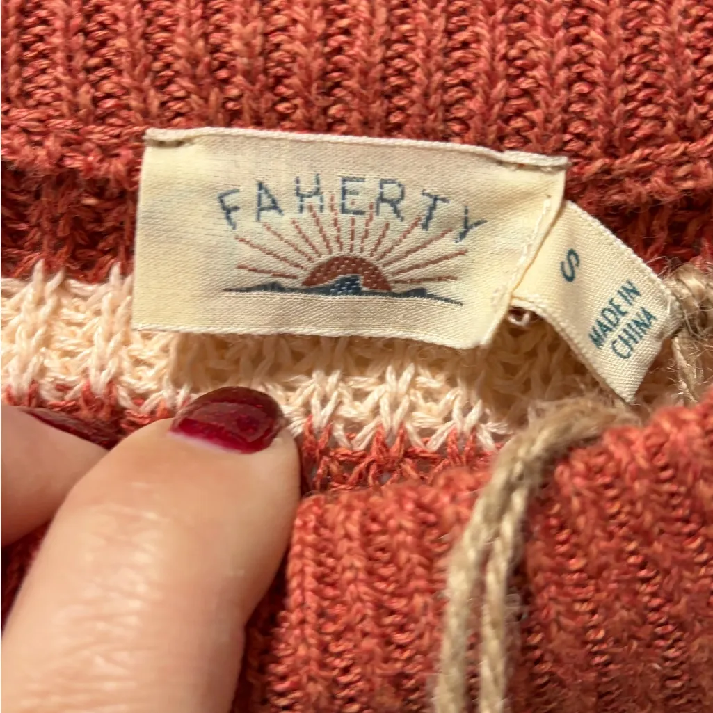 Faherty Miramar Linen Sweater Tank NWT size Small in Sandstone Stripe Sleeveless - Image 8