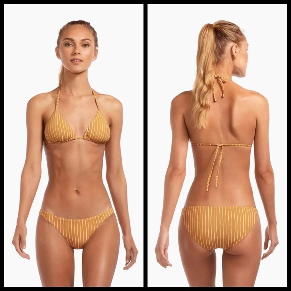 💕💕 Bikini Set Gia Triangle Top + Luciana Bottom Dorada Stripe 8 M NWT - Image 8