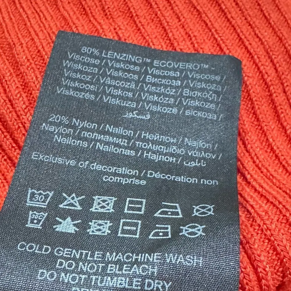 Vero Moda Glory Ribbed Long Sleeve Knit Calf Dress Orange Women's XL - Image 3