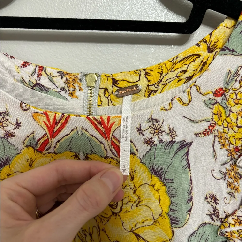 Free People Yara Printed Mini Dress in Yellow Floral - Size S - Image 5